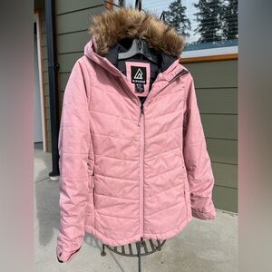 Ripzone 5K Youth Large Winter Jacket Dusty Rose Faux Fur Hood Reflective